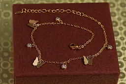 Браслет Xuping Jewelry на ногу метелики з камінцями в обідку 23 см 1 мм подовжувач 5 см золотистий