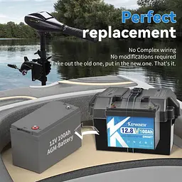 Акумулятор Kepworth LiFePO4 12V (12.8V/100Ah/1280Wh) (KW-12-100 Mini) [157177] - мініатюра 3