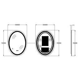 Дзеркало Zerix Fusion MV01-60x80-Reverse з LED Touch, Anti-fog, димером, регулятором яскравості ZX6068 - мініатюра 4