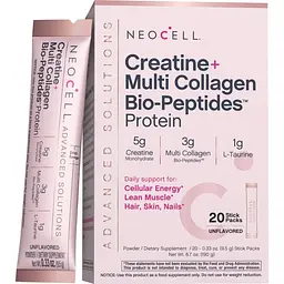Креатин та мультиколагенові біо-пептиди Neocell Creatine + Multi Collagen Bio Peptides Protein 20 стіків по 9.5 г