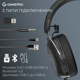 Ігрові навушники GamePro Asgard Skald 4-Mode Black (HSW160B) [153963] - мініатюра 10
