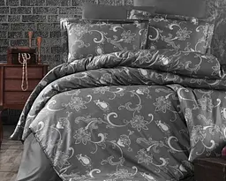 Турецька постільна білизна First Choice Cotton Satin Carmina Anthracite євро - мініатюра 1