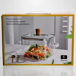 Каструля скляна квадратна Yiwu з кришкою 4 л - мініатюра 7