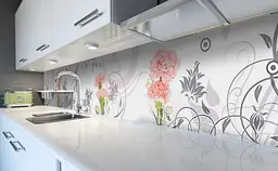 Вініловий кухонний фартух Рожеві Гвоздики наклейка для кухні візерунки орнамент Квіти Happy Pocket Z181722