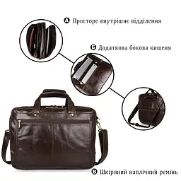 Сумка чоловіча 14247 для ноутбука з діагоналлю 15.6 дюйма Vintage коричнева - мініатюра 6
