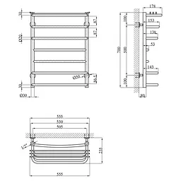 Сушарка для рушників водяна Kroner KRP Stern WT700x500-7 (CV036307) - мініатюра 5