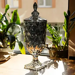 Лимонадниця з краном скляна Yiwu 3 л HP-19-305 Сіра - мініатюра 4