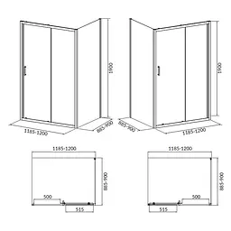 Душова кабіна Cersanit Brasco 120x90 см прямокутна розсувна прозоре скло без піддону хром S168-014, Хром, прозорий, хром - мініатюра 2