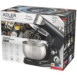 Тістоміс планетарний міксер Adler AD 4226 1200 Вт 3 л чаша з нержавіючої сталі на 6 швидкостей чорний - мініатюра 7