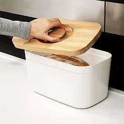 Хлібниця з бамбуковою кришкою-дошкою Joseph Joseph Bread Bin 18x37x22 см біла (81097) - мініатюра 2