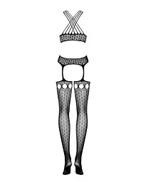 Бодістокінг Obsessive Bodystocking G313 шнурівка геометричний декор S/M/L - мініатюра 6