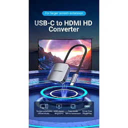 Перехідник Vention USB3.1 Type-C to HDMI (F) 4K 30HZ 0.15m (TDEHB) - мініатюра 2