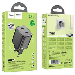 МЗП Hoco N42 Elogiado PD45W (2USB-C) Black - мініатюра 6