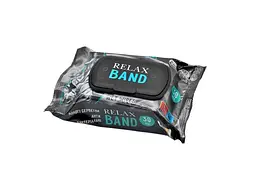 Вологі серветки RELAX 30шт BAND Антибактеріальні (Чорні) клапан