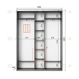 Шафа-купе Idea серія 2 180 x 45 x 240 см Венге темний Дзеркало - мініатюра 2