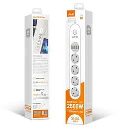 Мережевий подовжувач LDNIO SE4432 (4 х розетки 4 х USB) 2 м - мініатюра 5