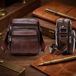 Сумка чоловіча шкіряна 14987 Vintage коричнева - мініатюра 4