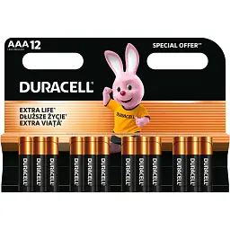 Батарейка Duracell AAA лужні 12 шт. в упаковці (5000394109254 / 81545432)