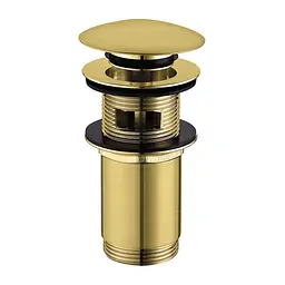 Донний клапан золотий Omnires click-clack brushed brass з переливом (A706BSB), Золотий