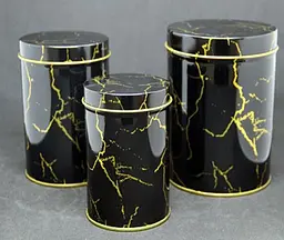 Набір 3 круглих банки Чорний мармур 7.6x11 см 8.6x13 см 10.7x13.8 см