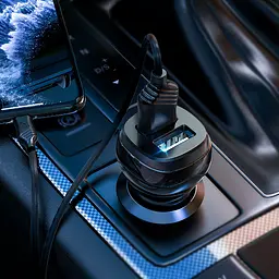 Адаптер автомобільний HOCO Lightning Cable Superior dual port car charger set Z40 чорний - мініатюра 2