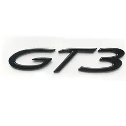 Емблема напис GT3 для Porsche 118х20мм чорна ГЛЯНЦЮВА пластик (на скотчі)