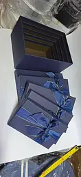 Подарункові коробки з кришкою та бантом набір 5 шт. сині, преміумподарункове упаковка прямокутне, коробки для подарунків різних - мініатюра 7