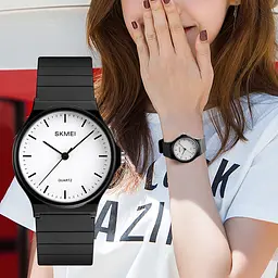 Наручний годинник жіночий Skmei 1419 Black White, 1419BKWT (18415) - мініатюра 4