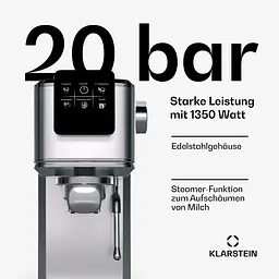 Кавоварка Klarstein SteelPresso Slim 1350 W 20 бар (10046328) - мініатюра 5