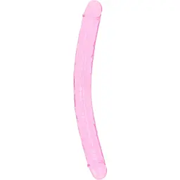 Двосторонній фалоімітатор RealRock Crystal Clear Double Dildo 13'' 34 см рожевий