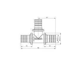 Трійник рівнопрохідний Koer Ka.T25 -25(3.5mm) x25(3.5mm) x 25(3.5mm) KR4886 - мініатюра 2