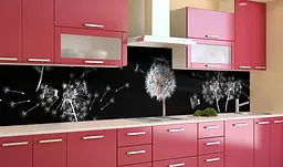 Кухонний фартух Пухнастий Кульбаба вінілова наклейка для кухні Квіти Чорний 60х200 см Happy Pocket Z181362 - мініатюра 2