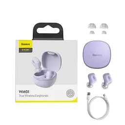 Навушники Baseus WM01 Encok TWS | 5Hours, BT5.0, 40mAh/300mAh | (NGWM01) Purple - мініатюра 4