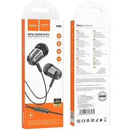 Навушники металеві Hoco M108 Spring metal universal earphones with mic чорні - мініатюра 4
