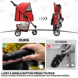 Коляска для котів та собак Bestopet Люпосанчик BS-RL-16 Red - мініатюра 8