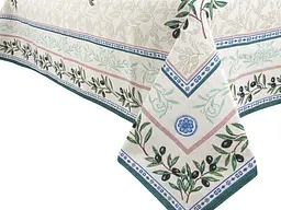 Скатертина Lefard Home Textile Baena гобеленова 260х140 см бежева с зеленим (732-090) - мініатюра 3
