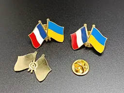 Подвійний значок-пін «Україна – Франція» 25 × 19 мм (00004) - мініатюра 2