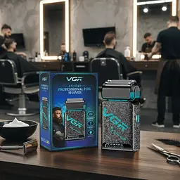 Електробритва VGR V-374 шейвер, подвійне лезо, LED дисплей Синій - мініатюра 8