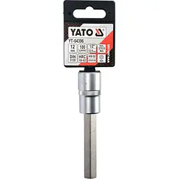 Головка торцева Yato квадрат 1/2" HEX M12 L= 100 мм подовжена (YT-04396) - мініатюра 3