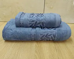 Набір турецьких бамбукових махрових рушників Cestepe 50х90+70х140 Bamboo Chery Blue