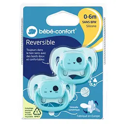 Пустушка силіконова Bebe Confort Reversible Soothers Minimalistic Animals, симетрична, 0-6 міс., 2 шт., синя (3104202010) - мініатюра 3
