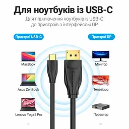 Відеокабель Vention CGYBF USB-C - DisplayPort 8K 60 Гц 1 м чорний (CGYBF) - мініатюра 3
