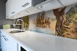 Кухонний фартух Оазис вінілова наклейка ПВХ ліс річка скелі Зелений 65х250 см Happy Pocket Z180684 - мініатюра 6