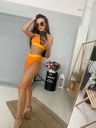 Купальник жіночий роздільний з топом в рубчик 5021-orange-L помаранчевий - мініатюра 8