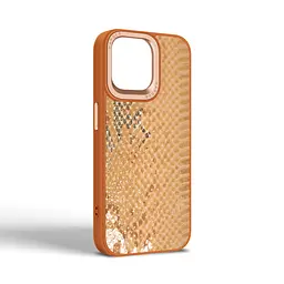 Кожаный чехол для Apple iPhone 14 Pro Max, Harder Snake Pattern, бежевый, термополиуретан ТПУ + экокожа с текстурой змеиной кожи, панель, защита корпуса, противоударный, микрофибра, рамка вокруг камеры, защита всего корпуса, (ARM76812) - мініатюра 2