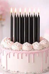 Набір свічок для торта 12 шт чорний, тонкі святкові свічки slim candles для дня народження, декоративні свічки для прикрашання - мініатюра 2