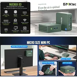 Неттоп GMKtec G3 8/256GB Green [157597] - мініатюра 6