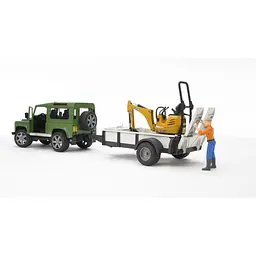 Набір іграшковий Bruder Автомобіль Land Rover Defender з причіпом, мікро-екскаватором JCB та фігуркою (02593) - мініатюра 4