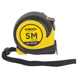 Рулетка обгумована Compact двостороннє полотно/зачіп 5м×19мм SIGMA (3814631) - мініатюра 3