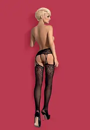 Панчохи з поясом Obsessive S206 S/M/L чорний - мініатюра 7